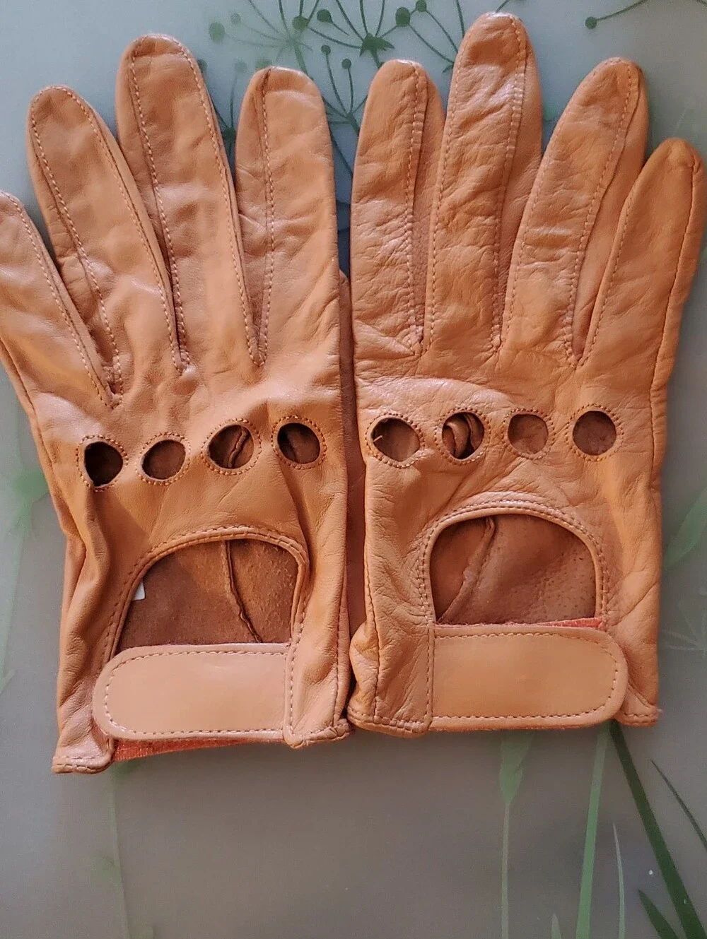 Vintage 90's Leather Driving Gloves - Orange